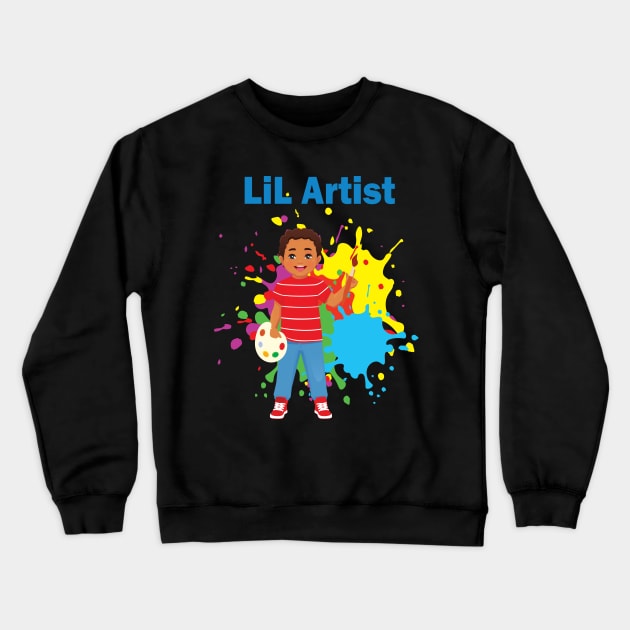 Lil artist cute little boy painting for little artists Crewneck Sweatshirt by DODG99